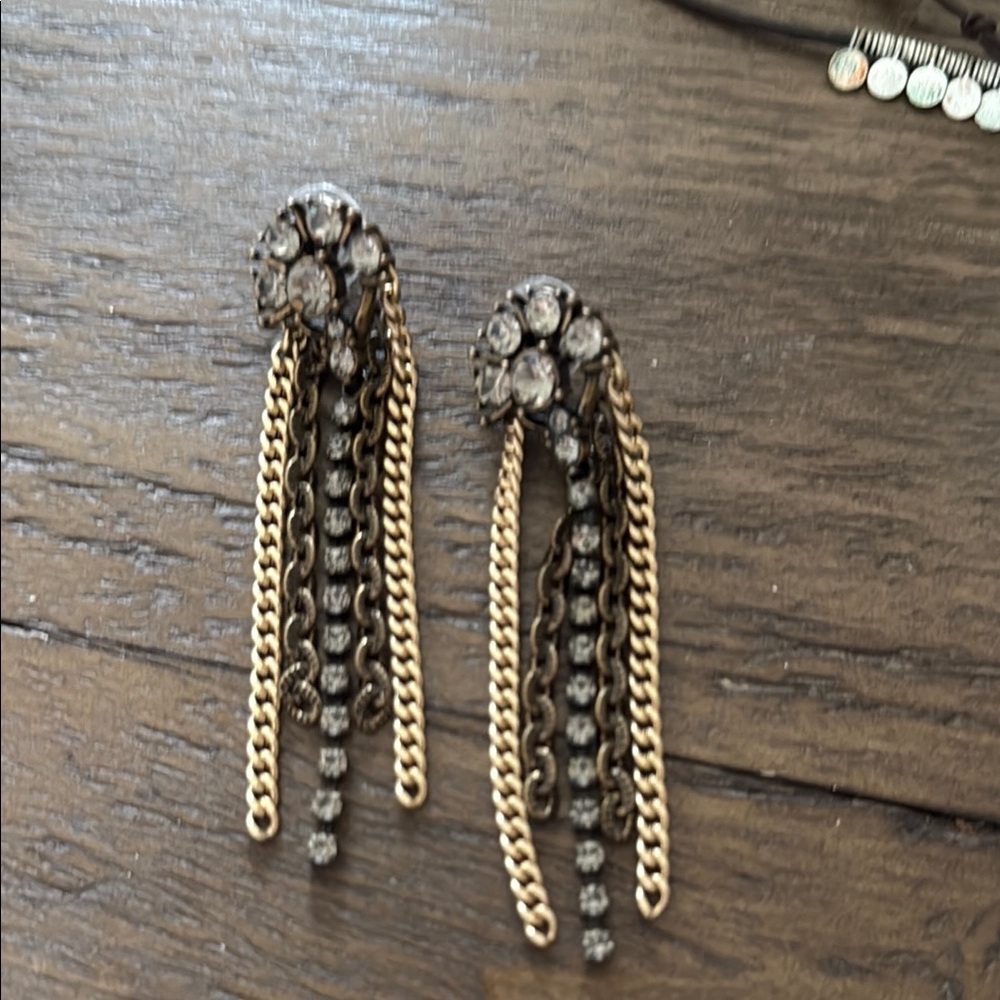 Stella & Dot Gold and Black Dangle Earrings